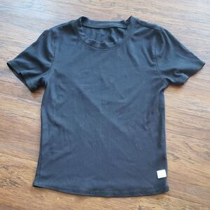 Vuori Womens Black Athleisure Casual Chic Edgy Feminine Ribbed Tee Size XSmall